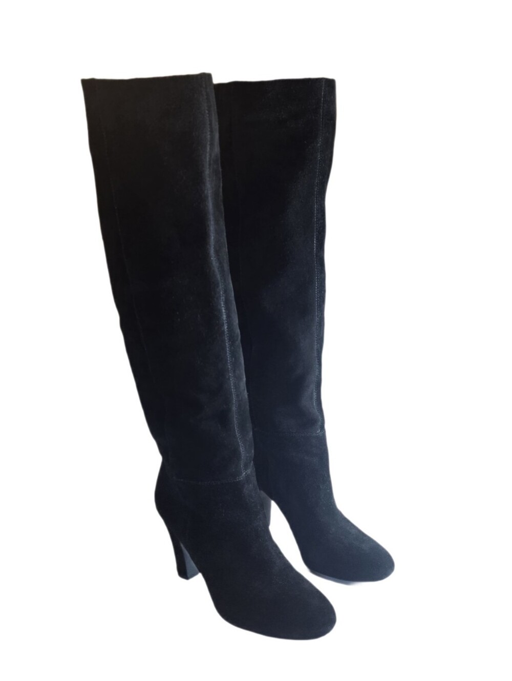 Jessica Simpson Ference Black Real Suede Knee High Boots 8M VGUC Block Heel